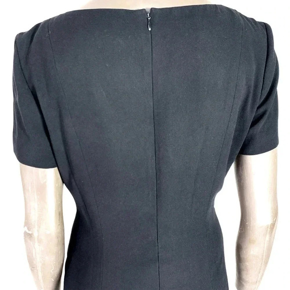 Liz Claiborne Vintage 90s Casual Chiffon Short Sleeves Shift Dress Size 8 Black - Picture 5 of 10